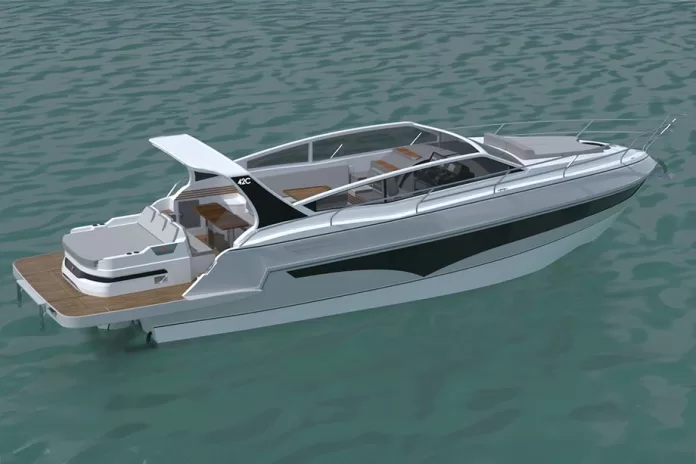 O estaleiro apresentou nove embarcações, entre elas a aguardada Real 42 HT - Projeção artística da nova Real 42 HT - Foto: Real Powerboats / Divulgação 2